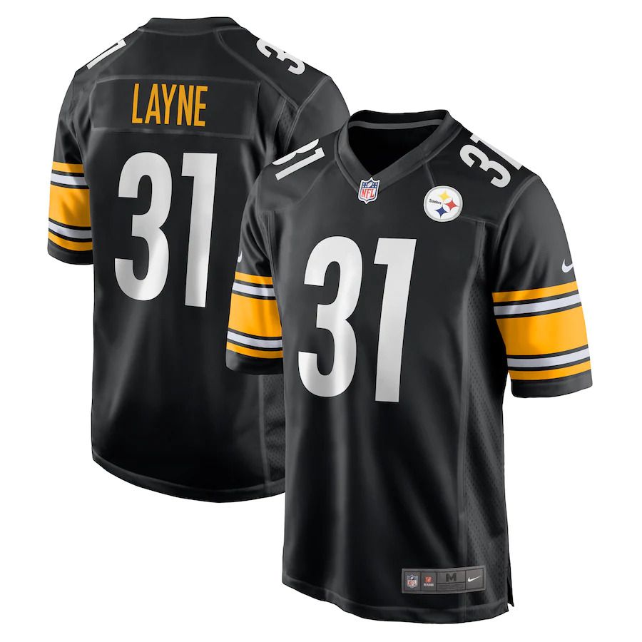 Men Pittsburgh Steelers 31 Justin Layne Nike Black Game NFL Jersey